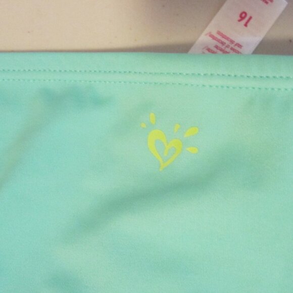 Lot 2- JUSTICE- 2 Pc Girl's Swimsuits- Sz 16- Mint Green, Aqua, Neon Accents--- - Picture 4 of 10